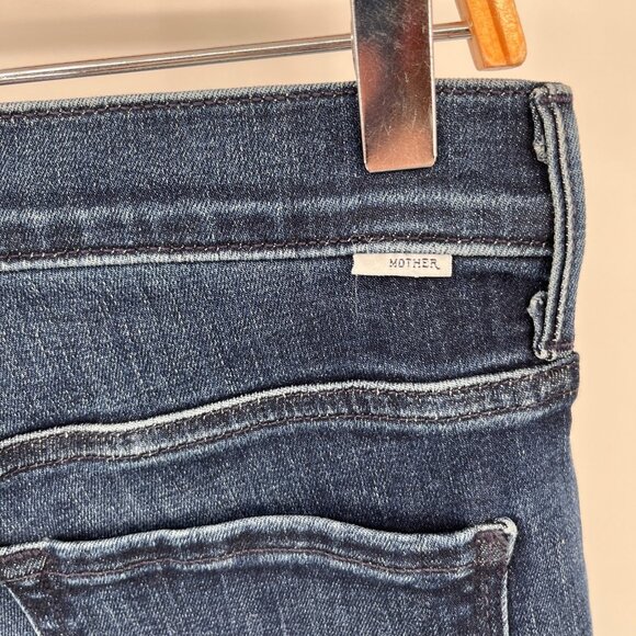 MOTHER The Weekender Fray Jeans Size 30 Flare Raw Hem Dark Wash USA Made - Picture 5 of 15